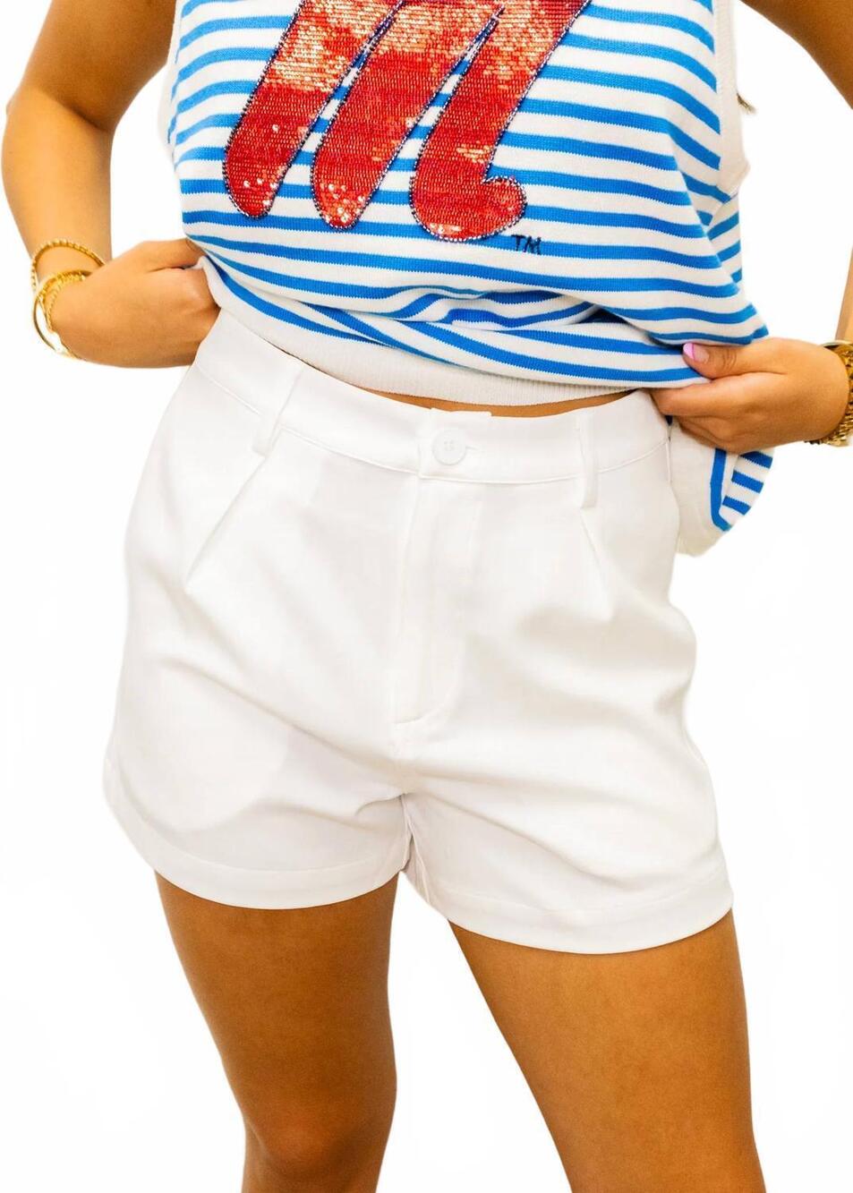 NEW FATE solid fitted shorts in white